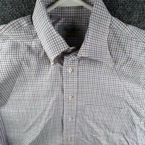 Ben Silver Button Up Shirt Long Sleeve Red Blue Check Long Sleeve 15.5 36 ******